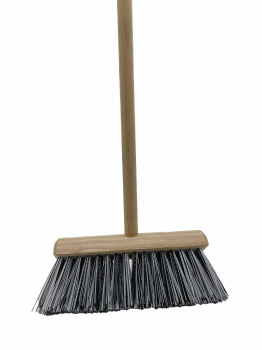 Hillbrush 10.5Inch B/W Stiff Poly Yard Broom Complete Hillbrush 10.5Inch B/W Stiff Poly Yard Broom Complete